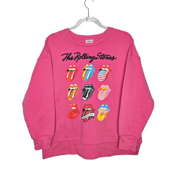 The Rolling Stone Graphic Crew Neck Pullover Sweatshirt Womens SZ LG Tongue Lick - Picture 1 of 5